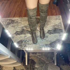 Over the knee boots suede brownish taupe